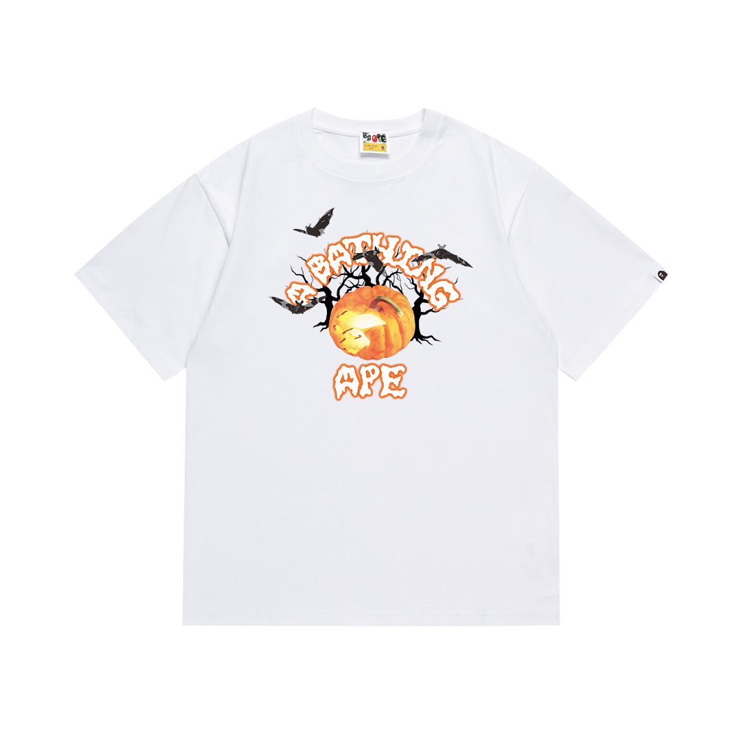 BAPE A Bathing Ape Halloween Pumpkin Tee White