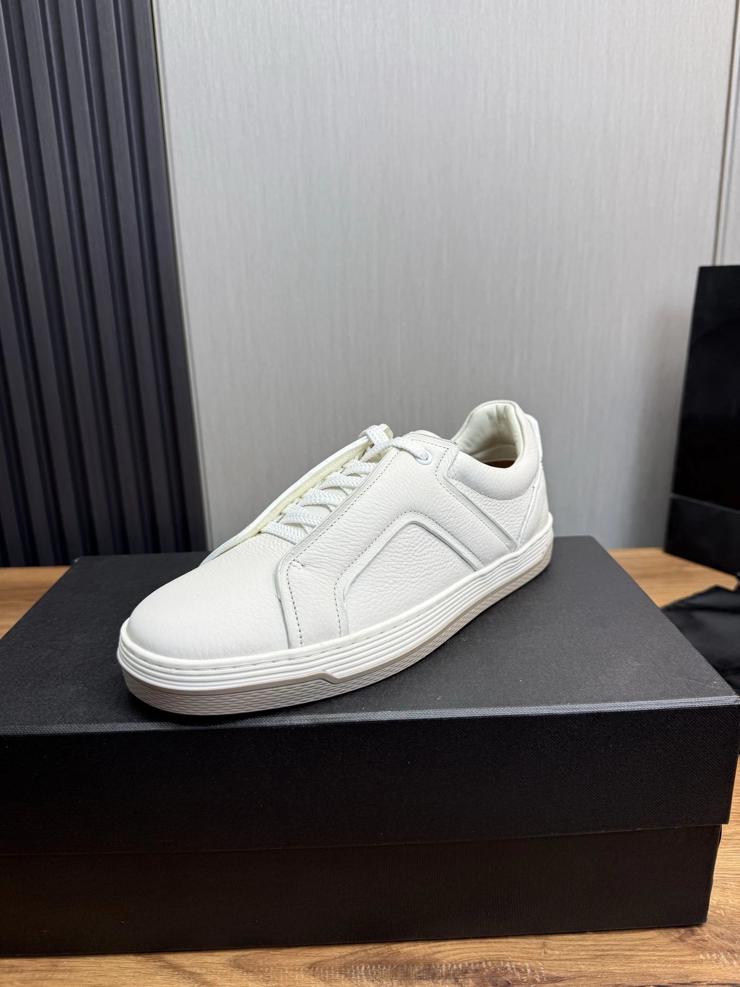 White Leather Low-Top Sneakers