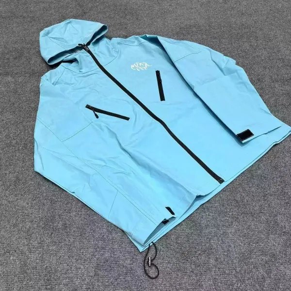 Design Windbreaker Jacket Light Blue Outerwear - 6