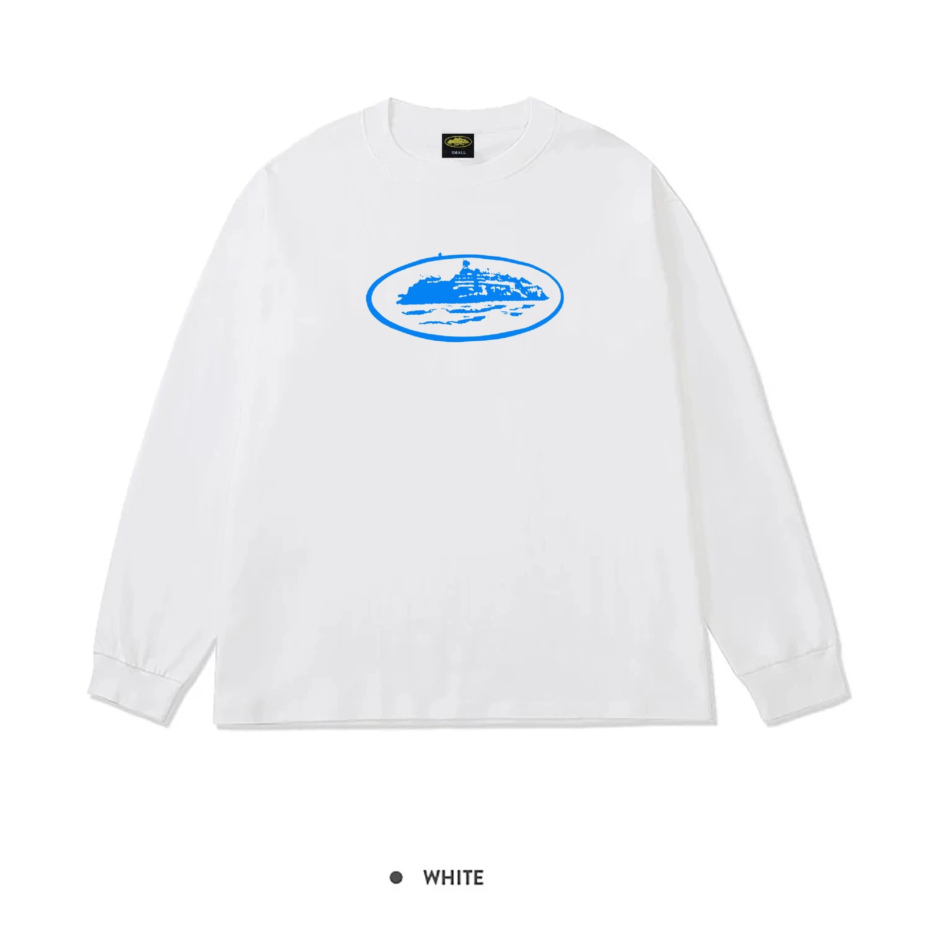 Corteiz Alcatraz Island Long Sleeve Tee White Blue