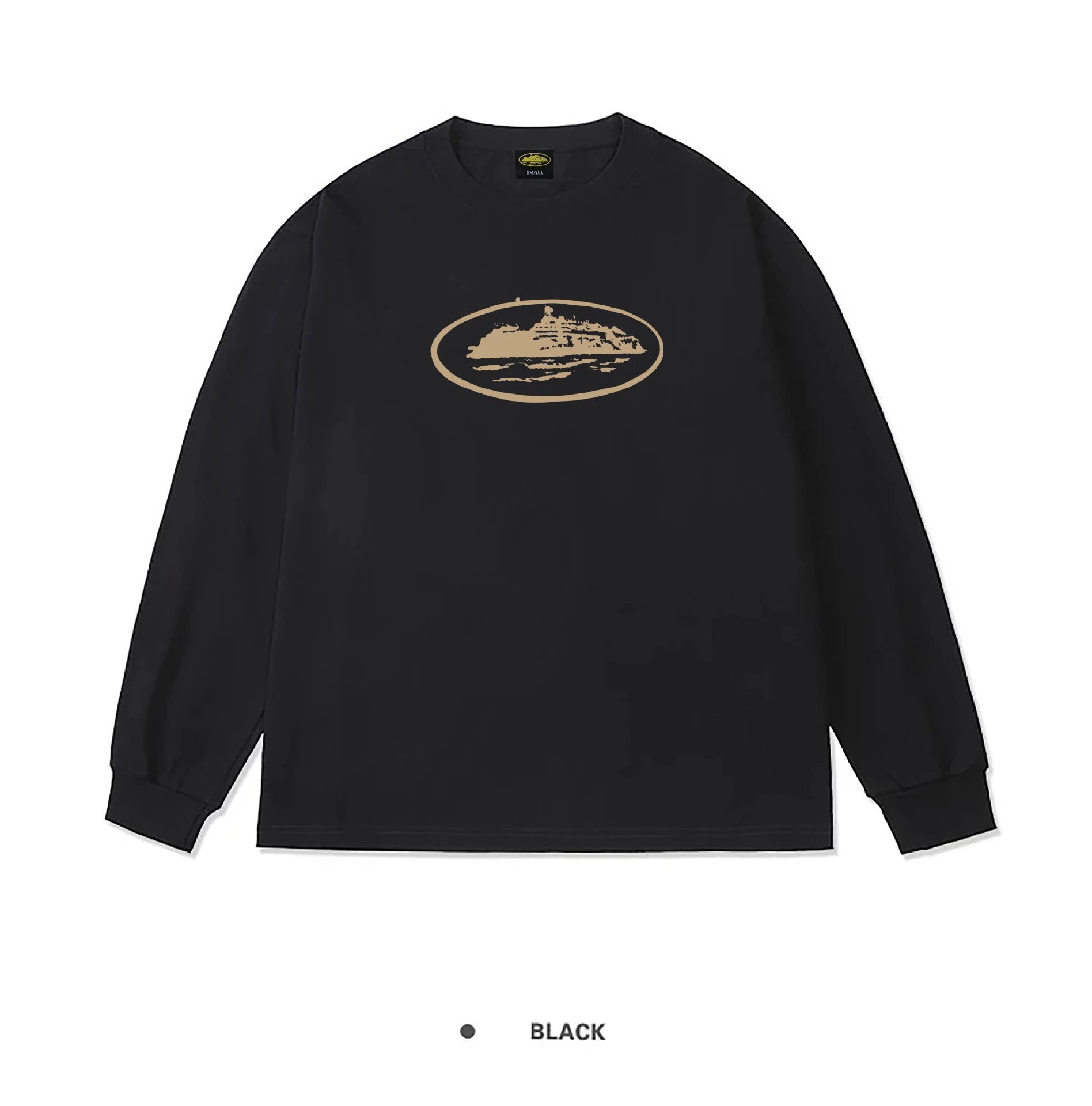 Corteiz Alcatraz Island Long Sleeve Tee Black Gold