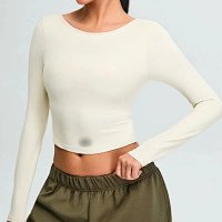White (with padded cups, long sleeves)