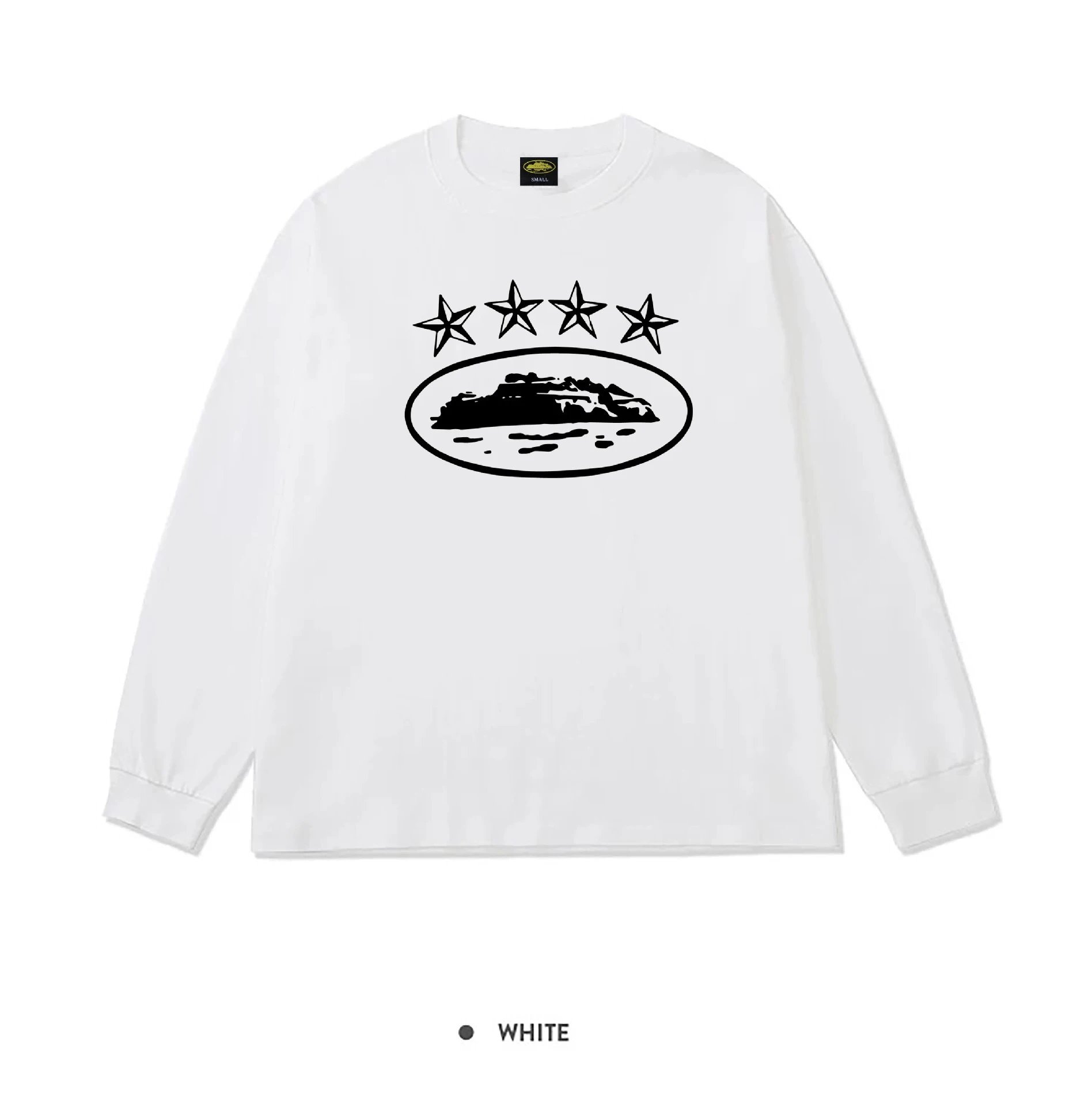 Corteiz 4-Star Alcatraz Long Sleeve Tee White Black