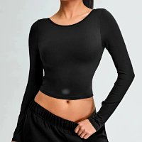 Black (with padded cups, long sleeves)