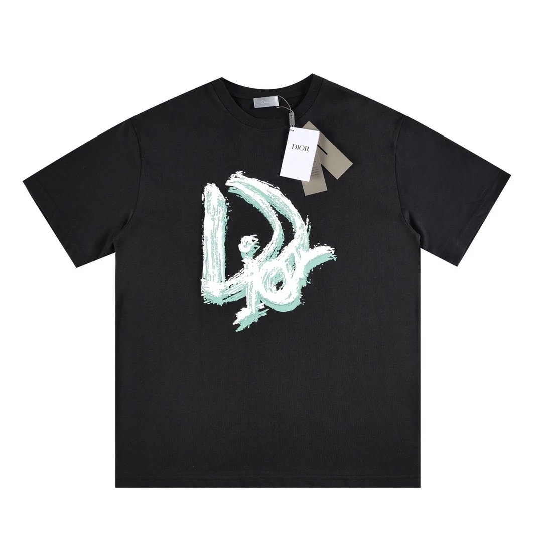 Dior Brushstroke Logo Tee Black Mint