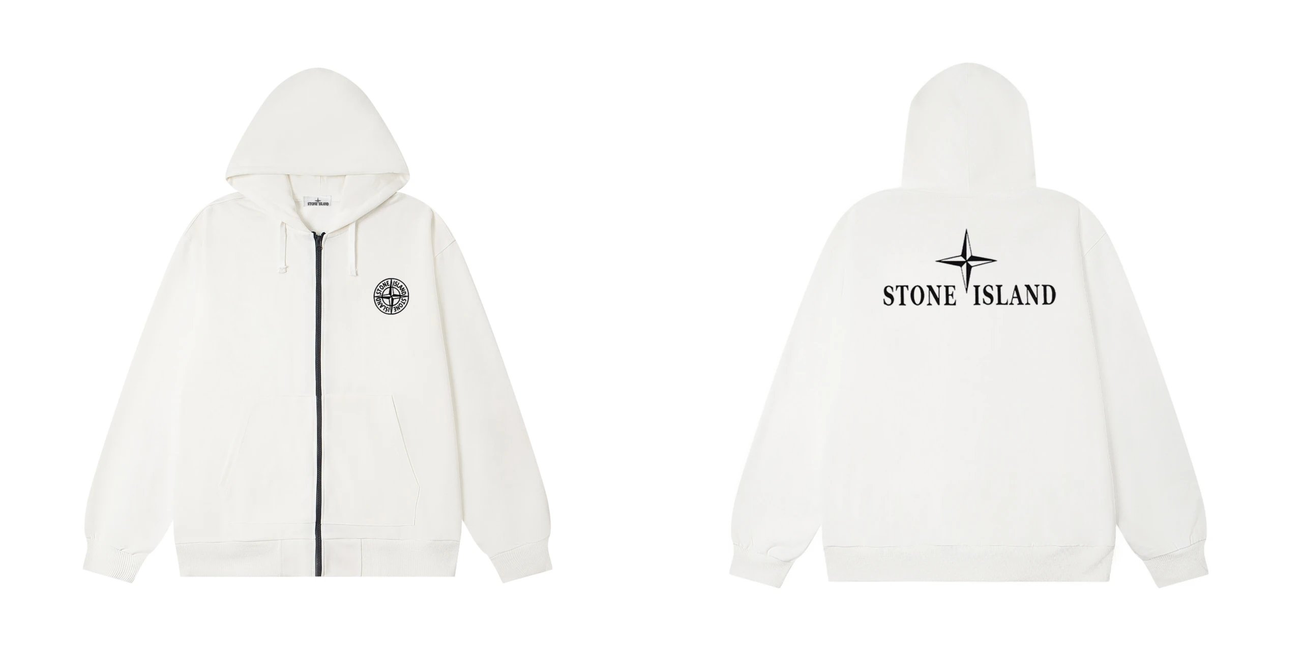 Stone Island Zip-Up Hoodie White - 10
