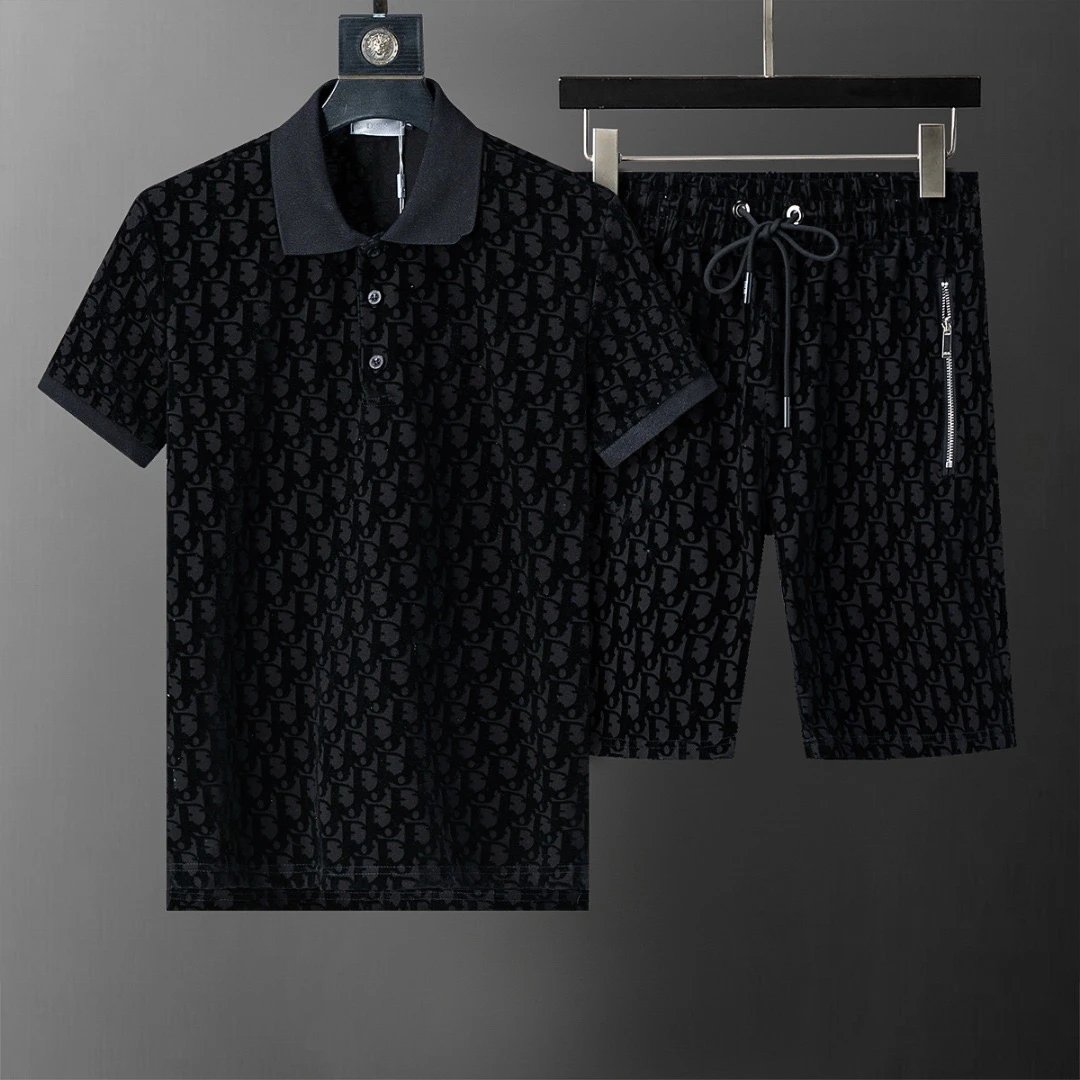 Dior Oblique Jacquard Polo Shirt and Shorts Set Black