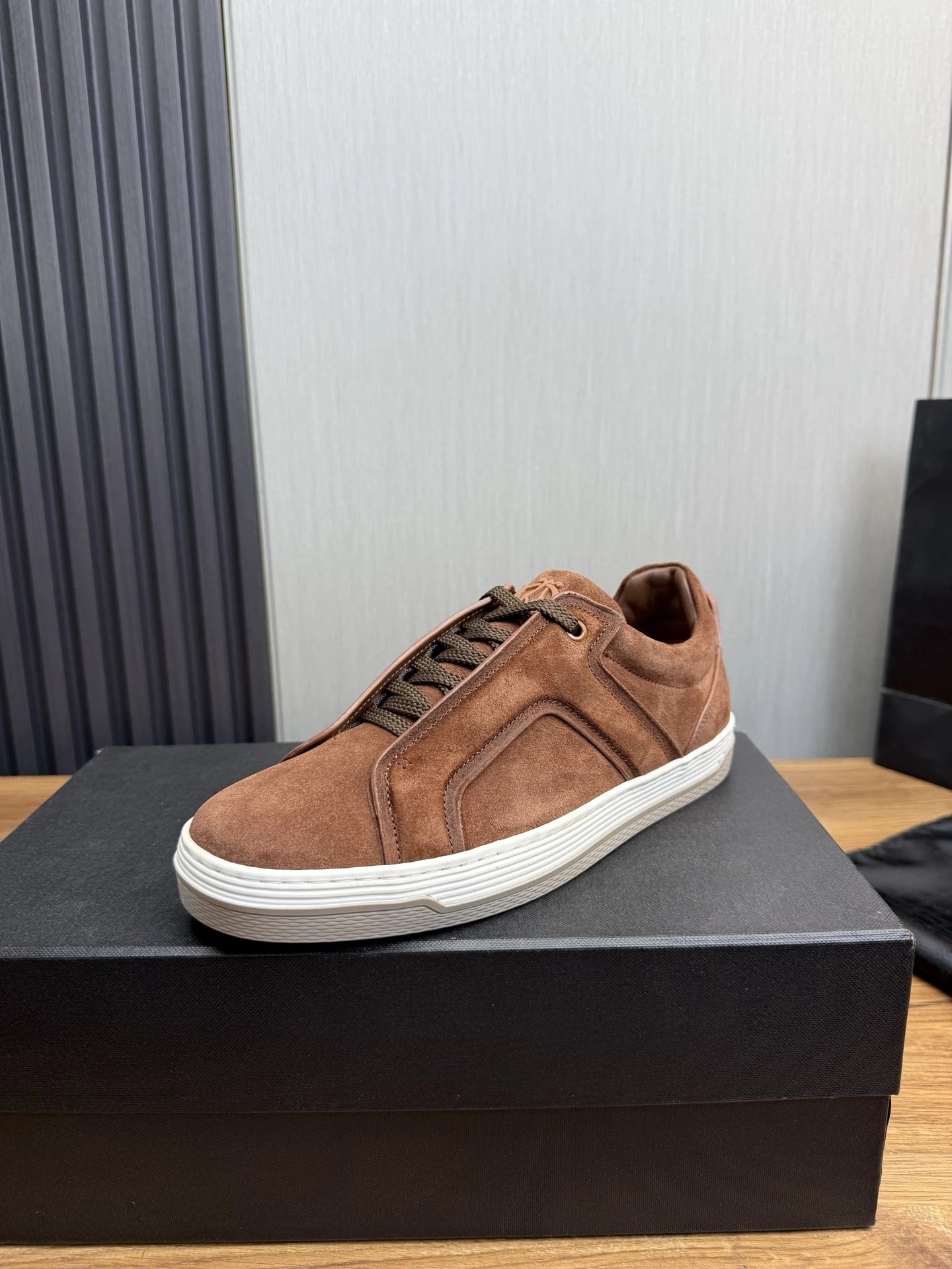 Zegna Triple Stitch Suede Sneaker Brown