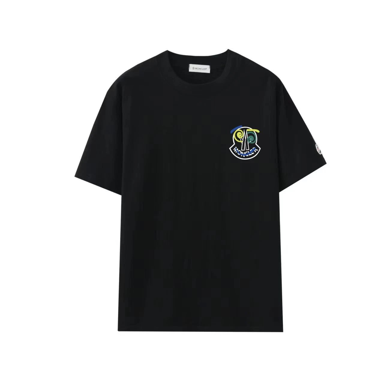 Moncler Multicolor Logo Patch Tee Black