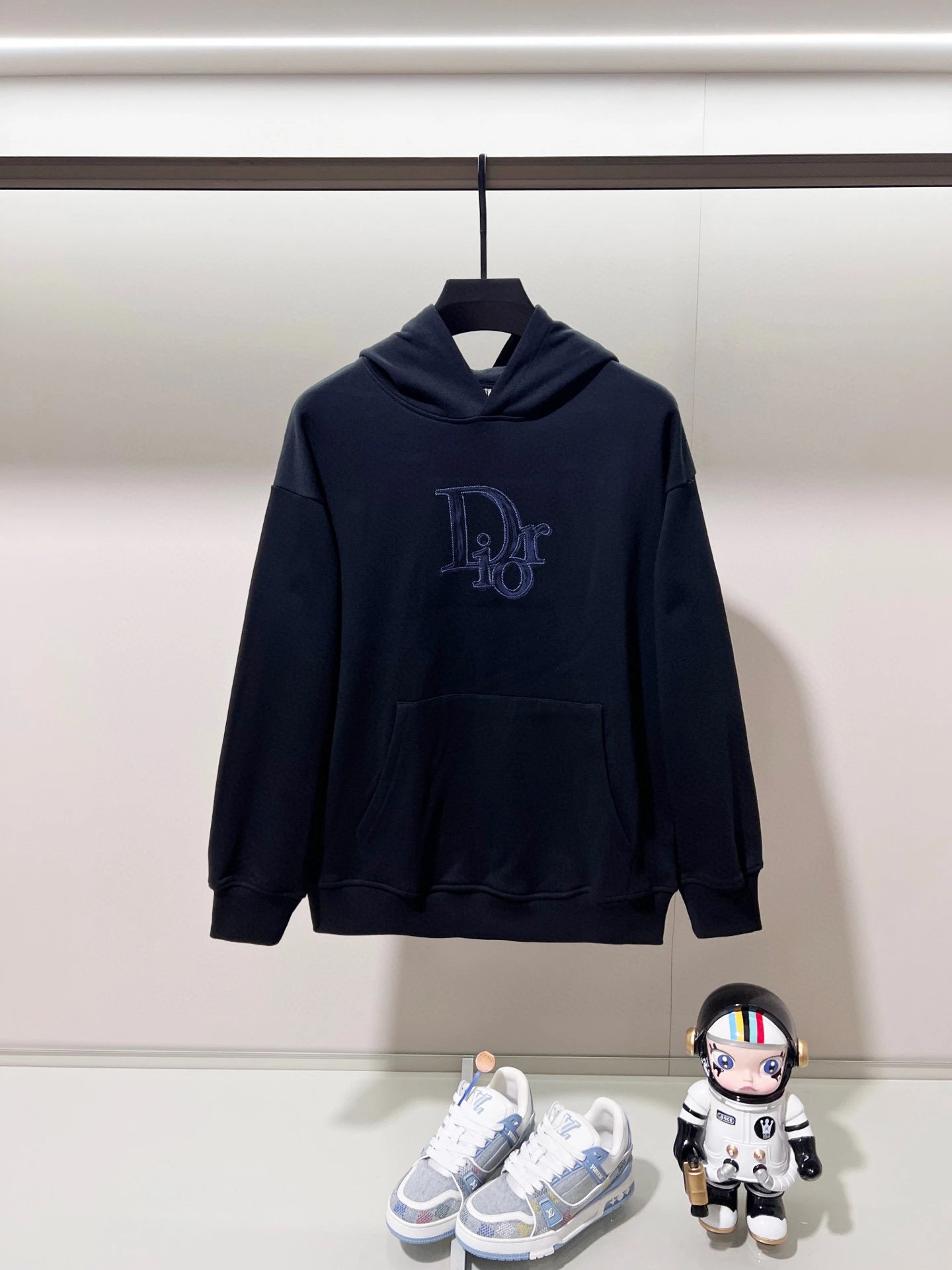 Dior Embroidered Logo White Hoodie - 9
