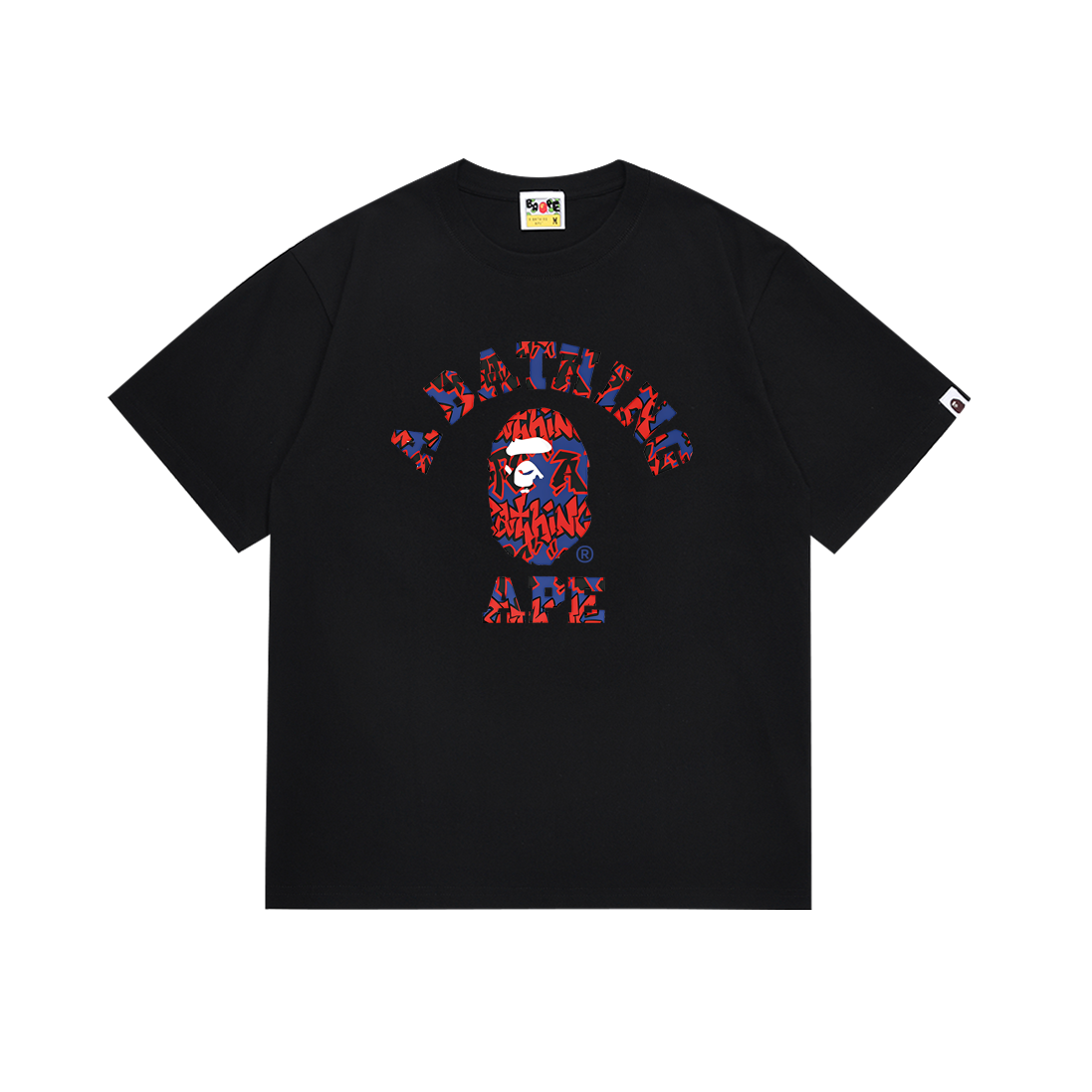 BAPE A Bathing Ape College Tee Black Red Blue
