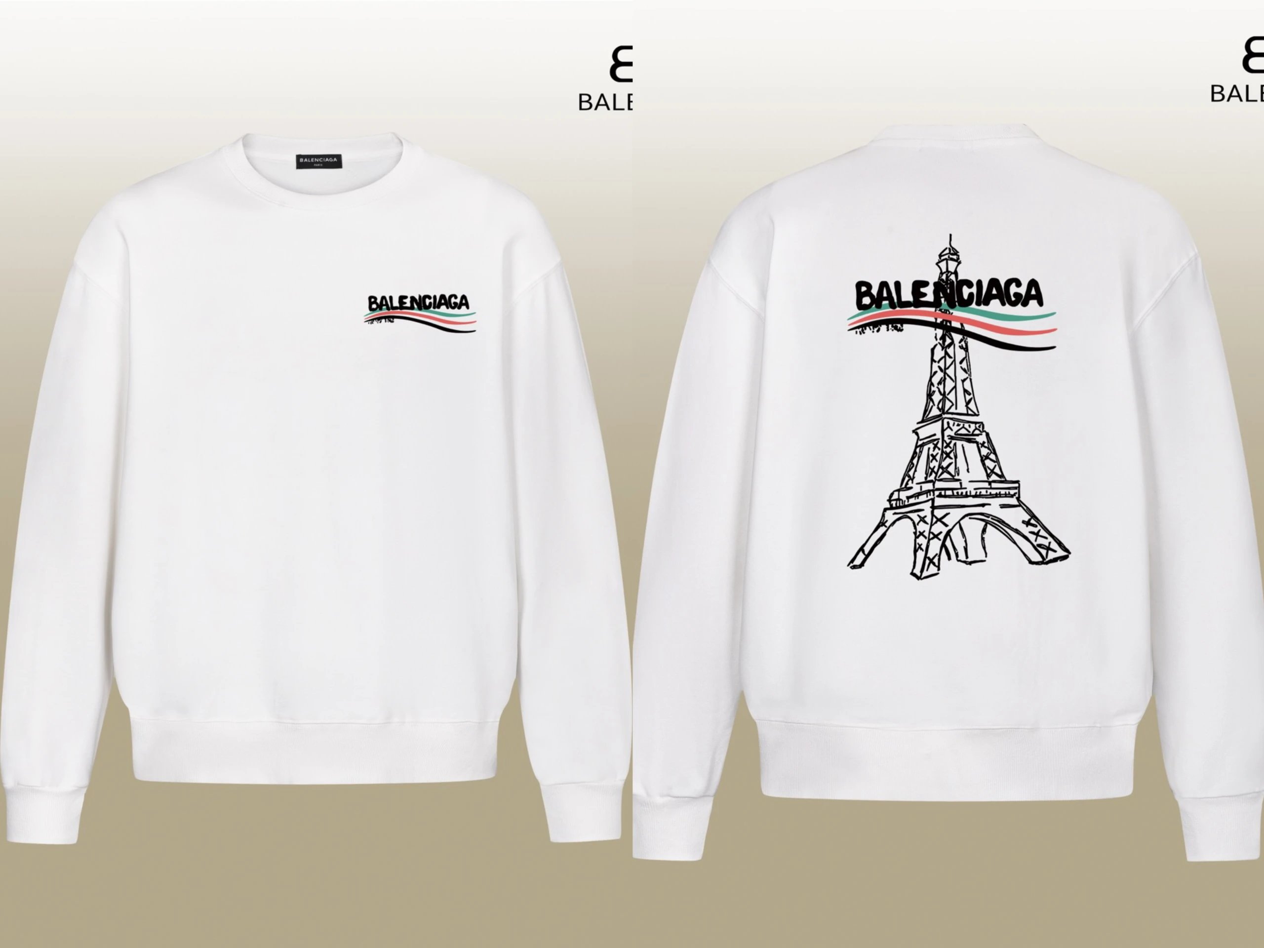 Balenciaga Logo Print White Hoodie - 10