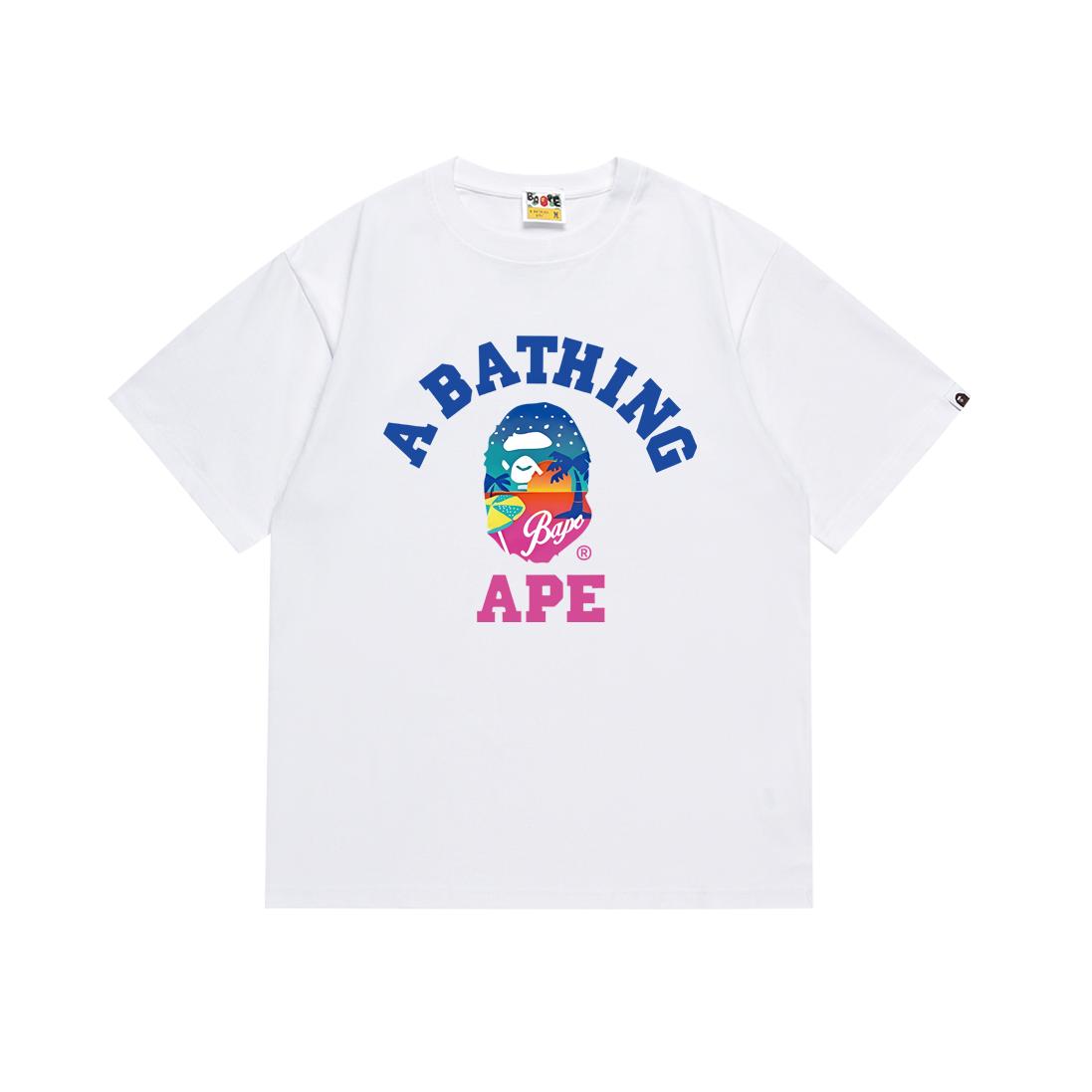 BAPE A Bathing Ape College Tee White Multicolor