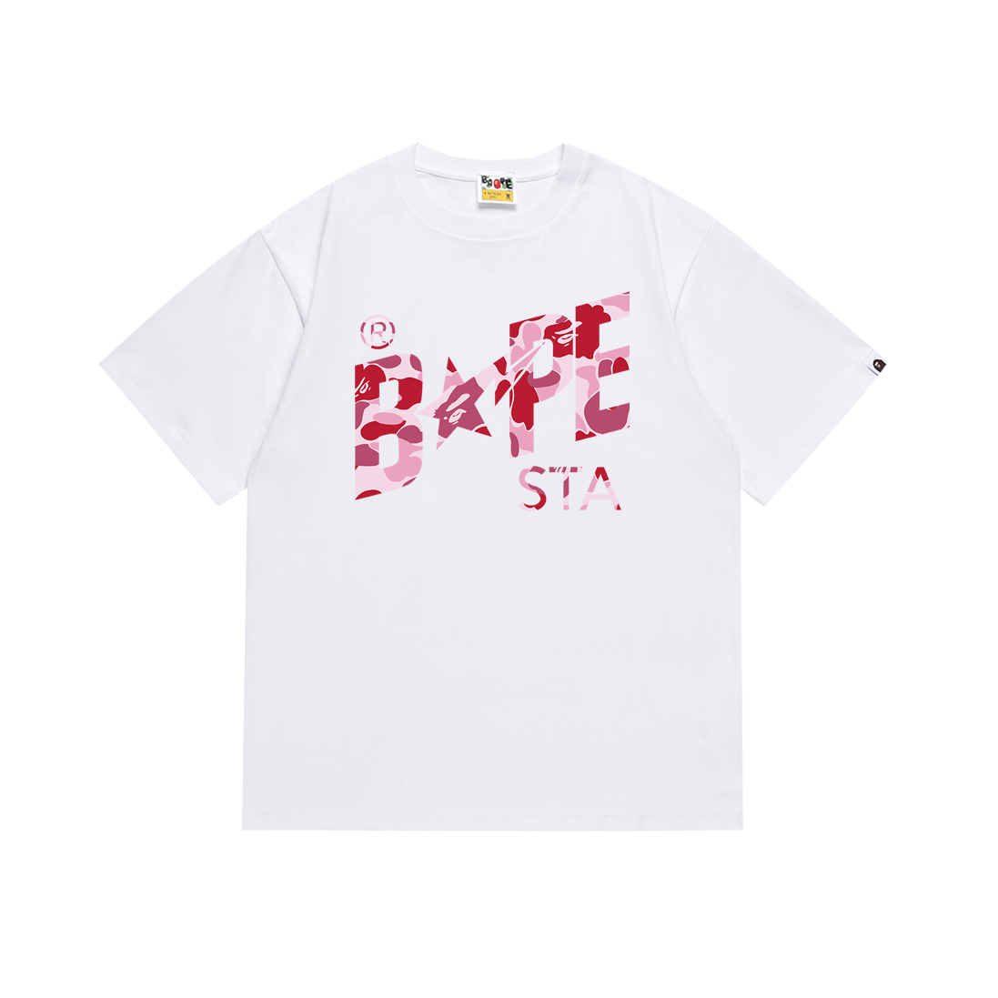 BAPE Bapesta Camo Logo Tee White Pink Camo