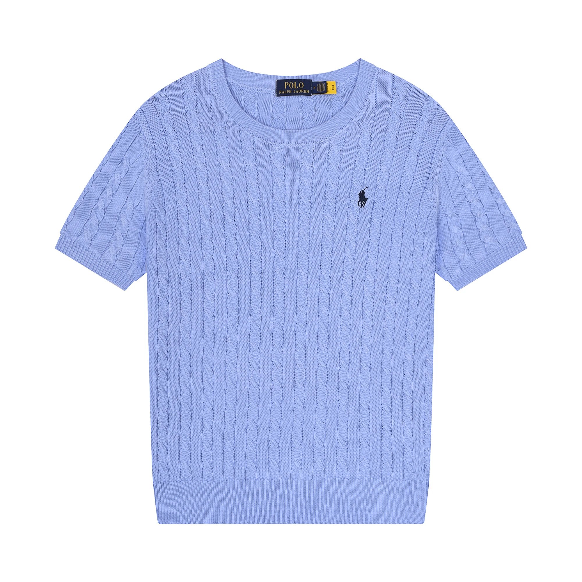 Polo Ralph Lauren Cable Knit Short-Sleeve Sweater Light Blue - 9