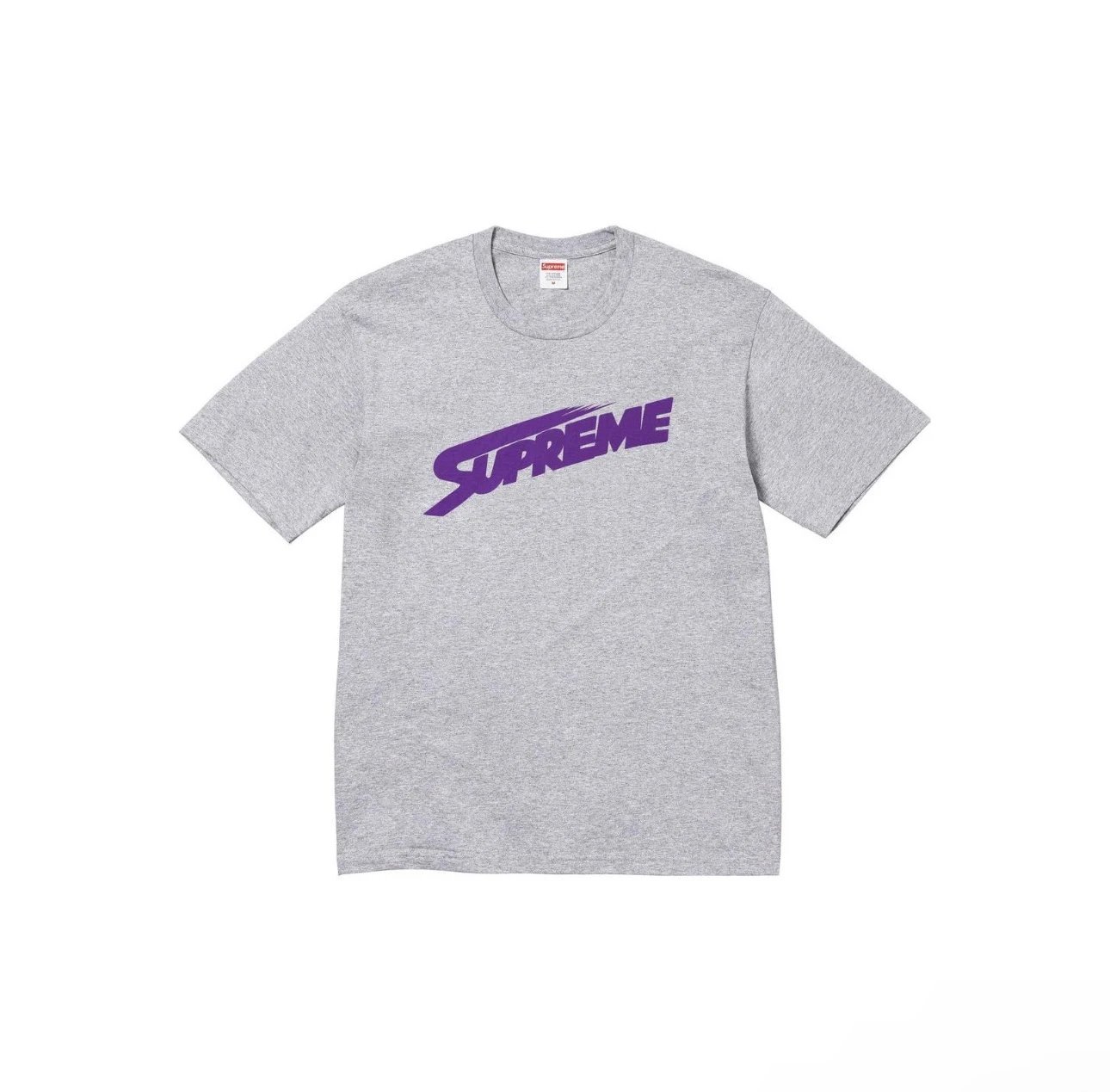 Supreme Slash Logo Tee Heather Grey Purple