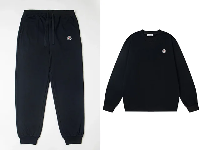 Moncler Tracksuits Crewneck sweatshirt and drawstring jogger set with logo patches product detail image 6