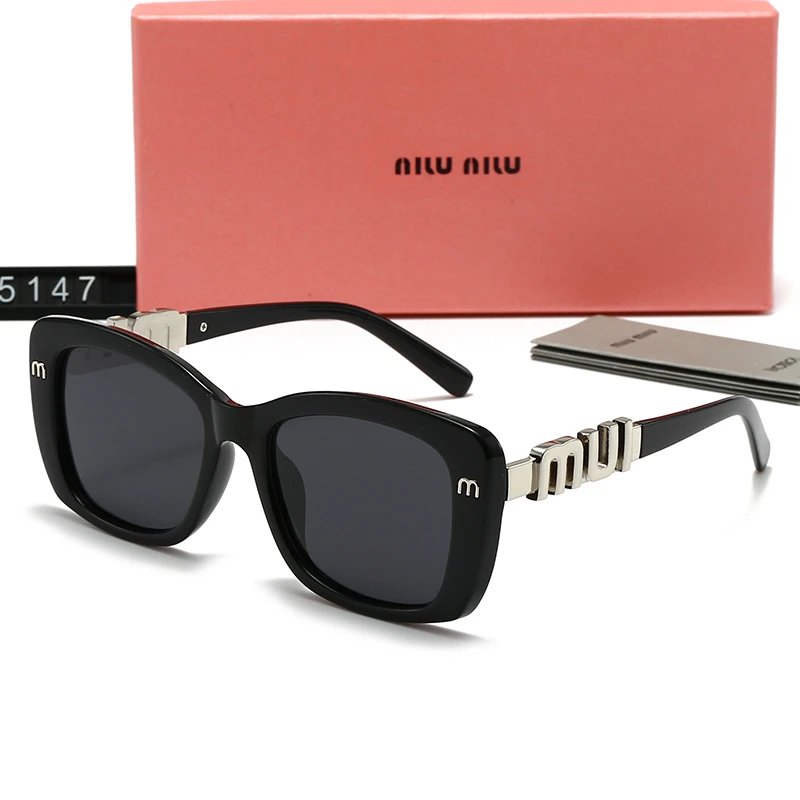 Miu Miu 5147 Square Sunglasses Black Frame Grey Lens