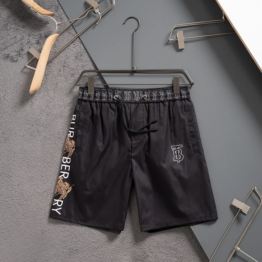 Burberry Casual Mid-Length Shorts with Vertical Side-Print Knight & TB Logo