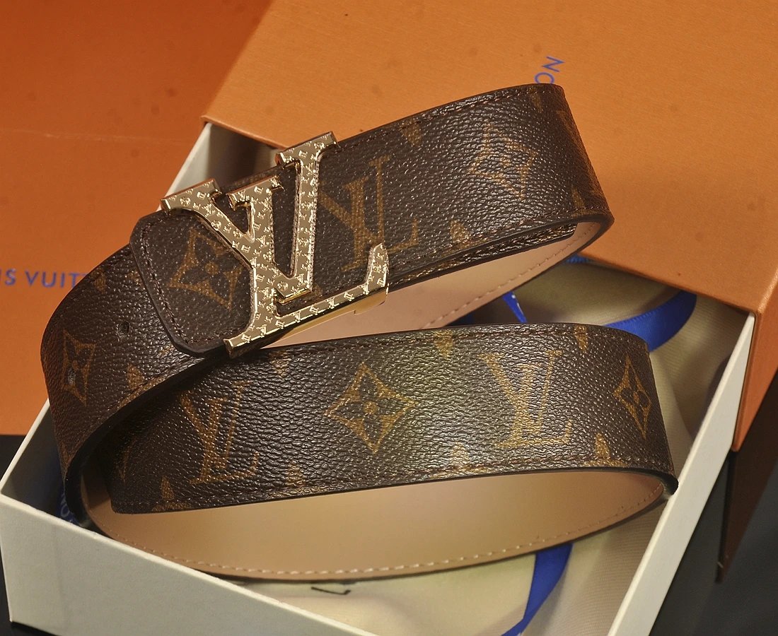 Louis Vuitton Damier Ebene LV Initiales Belt Brown