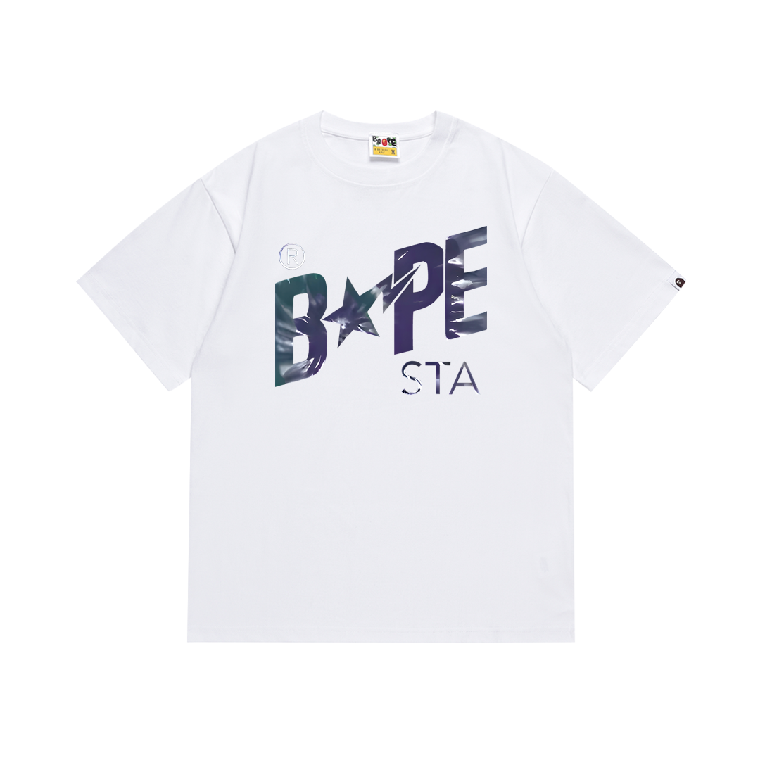 BAPE Bapesta Camo Logo Tee White Purple Camo