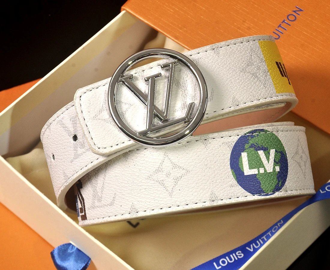Louis Vuitton LV Initiales Damier Ebene Belt Silver Buckle