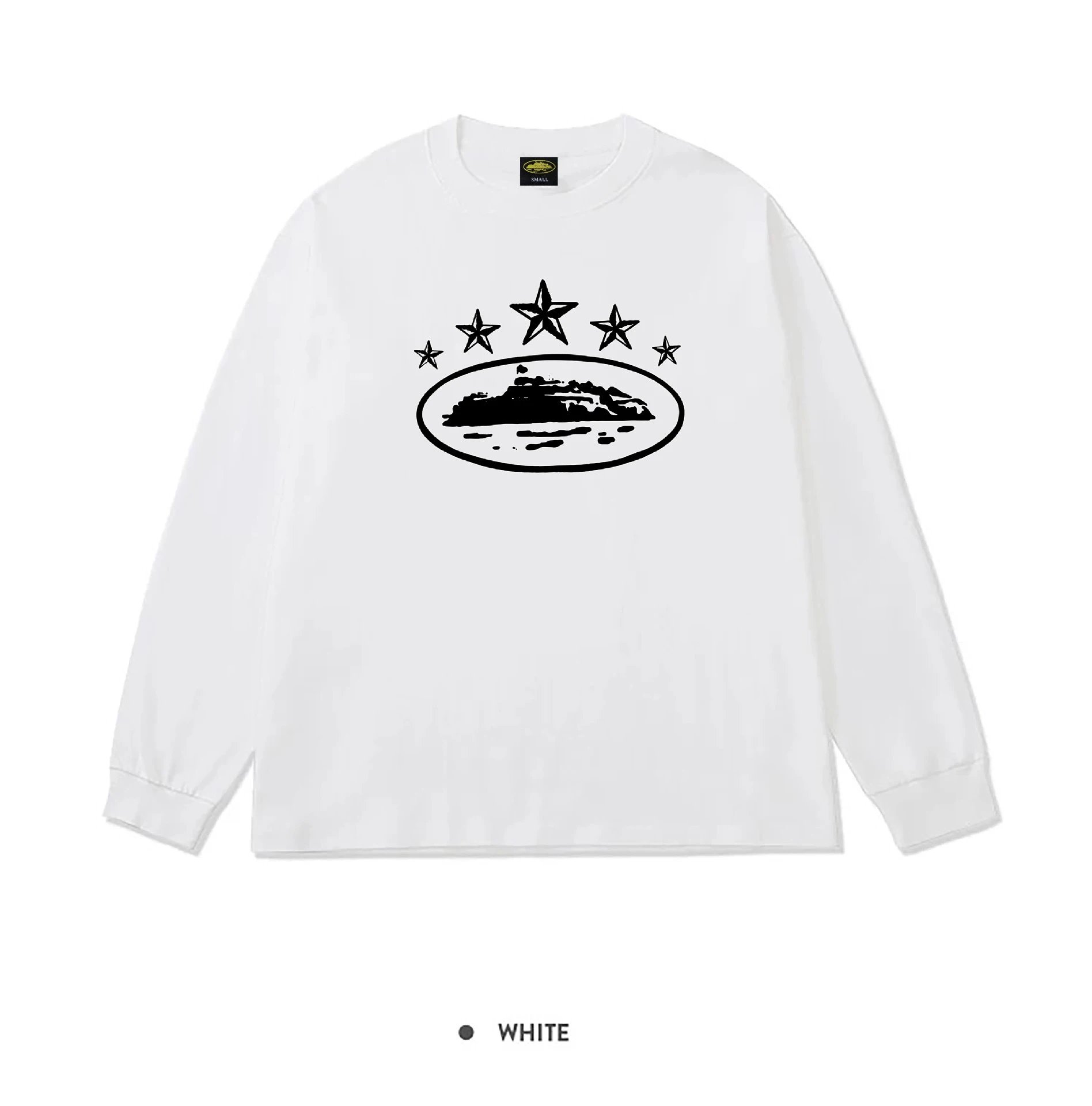 Corteiz Alcatraz 4-Star Oval Long Sleeve White