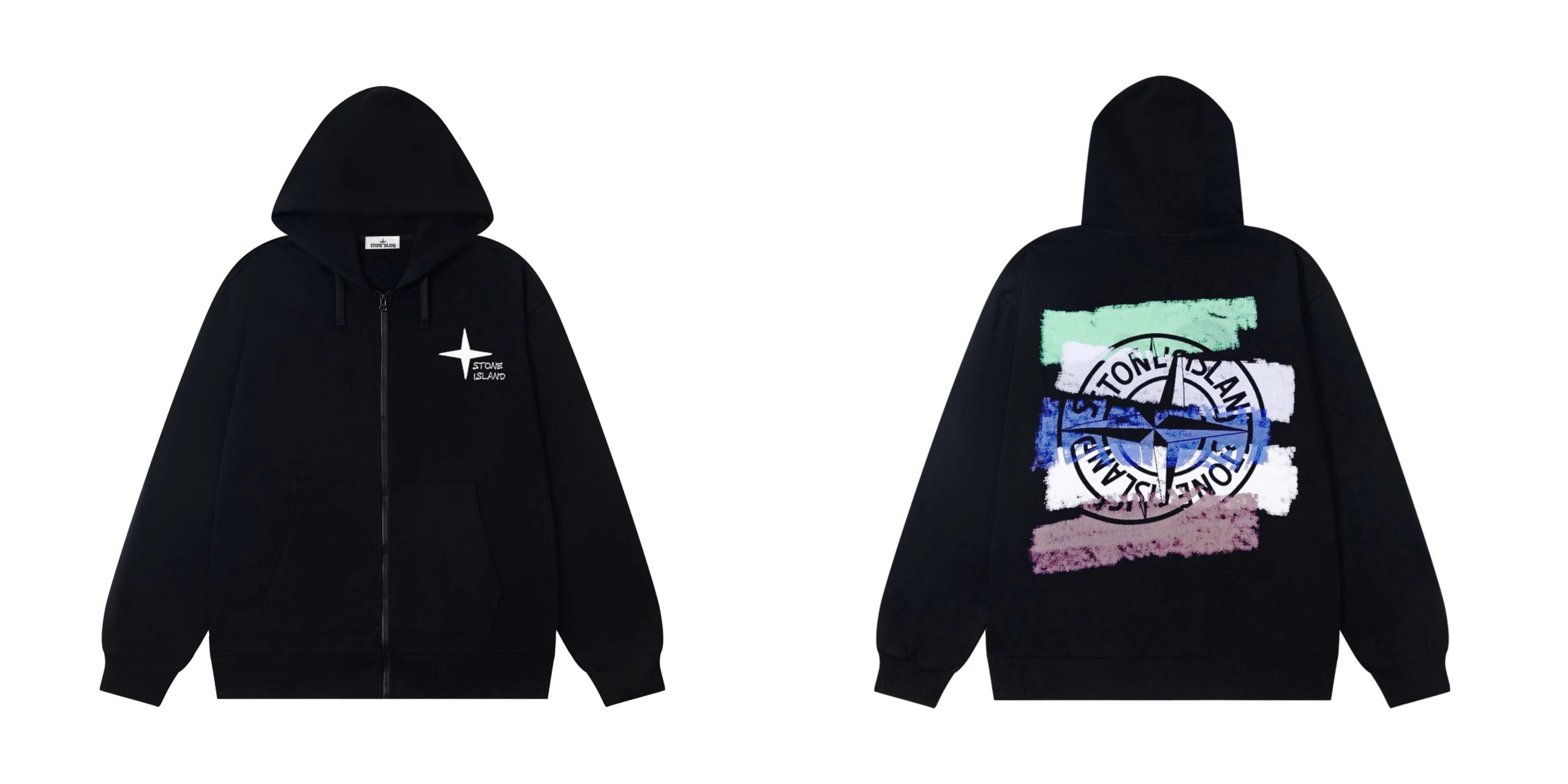 Stone Island Zip-Up Hoodie White - 8