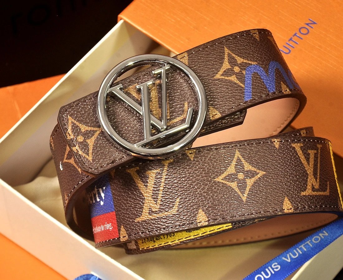 Louis Vuitton LV Initiales Damier Azur Belt Gold Buckle