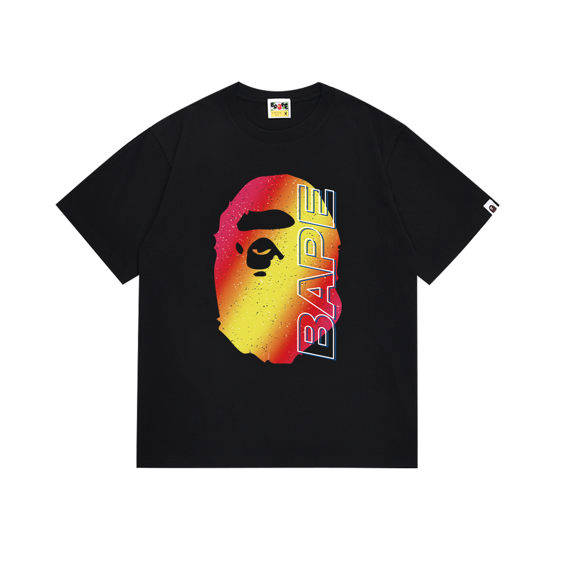 BAPE Big Ape Head Tee Black Orange Yellow Gradient