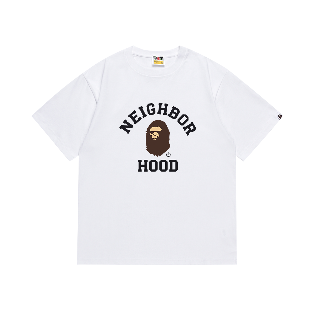 BAPE Neighborhood Ape Head College Tee White