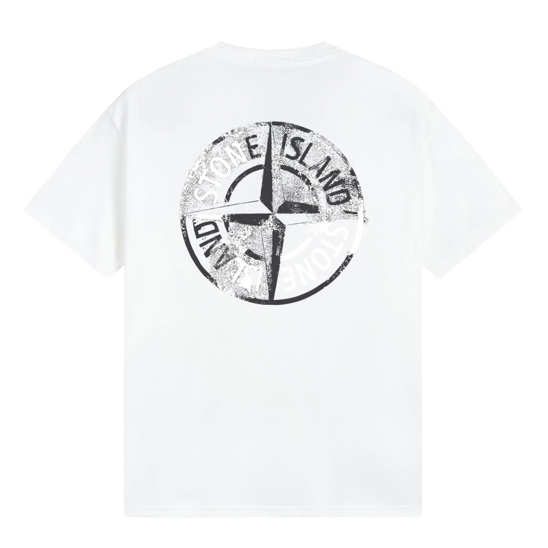 Stone Island Compass Distressed Back Print Tee White