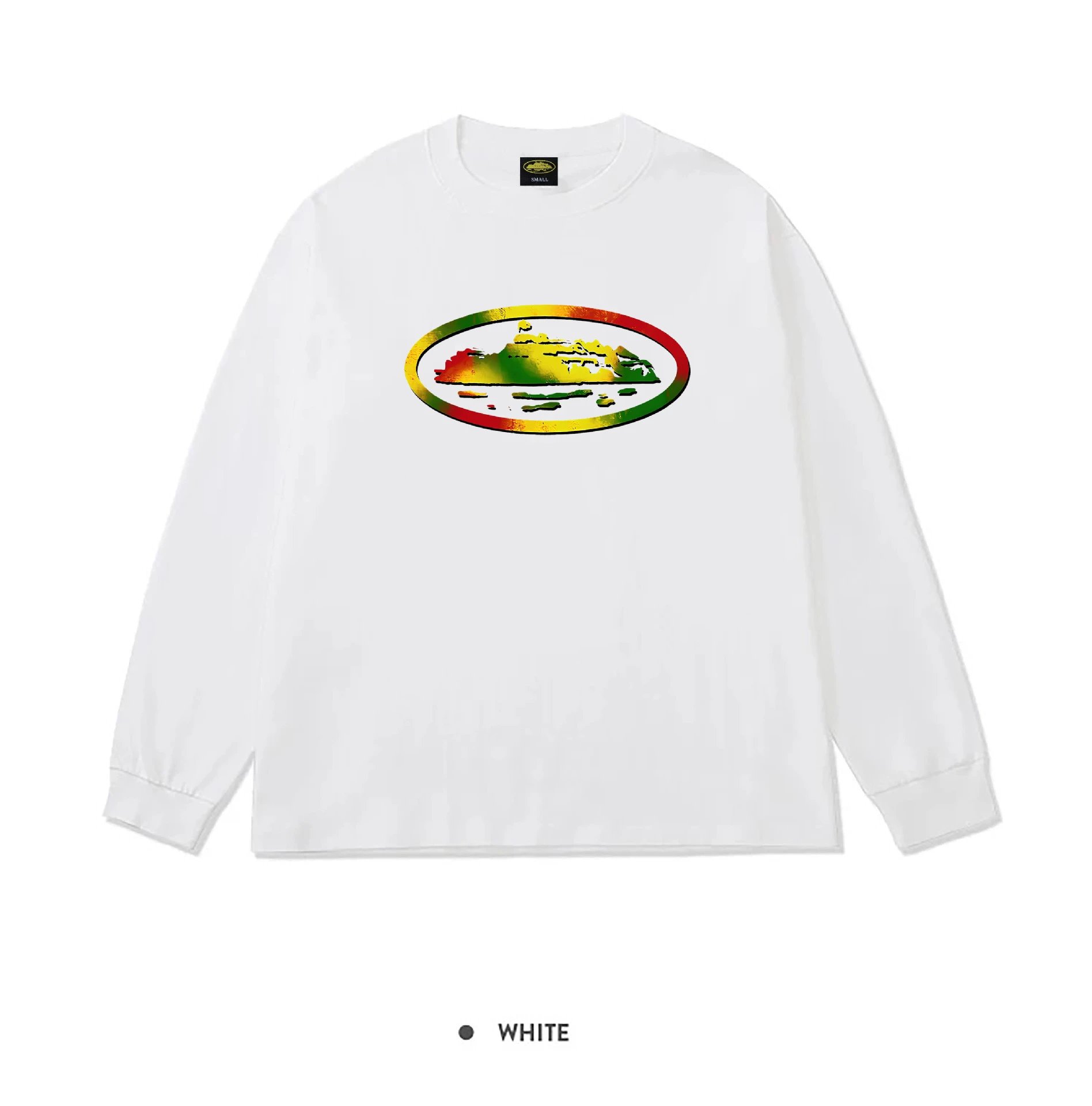 Corteiz Alcatraz Rasta Oval Long Sleeve White