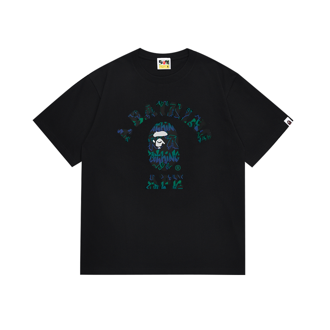 BAPE A Bathing Ape College Tee Black Green Teal