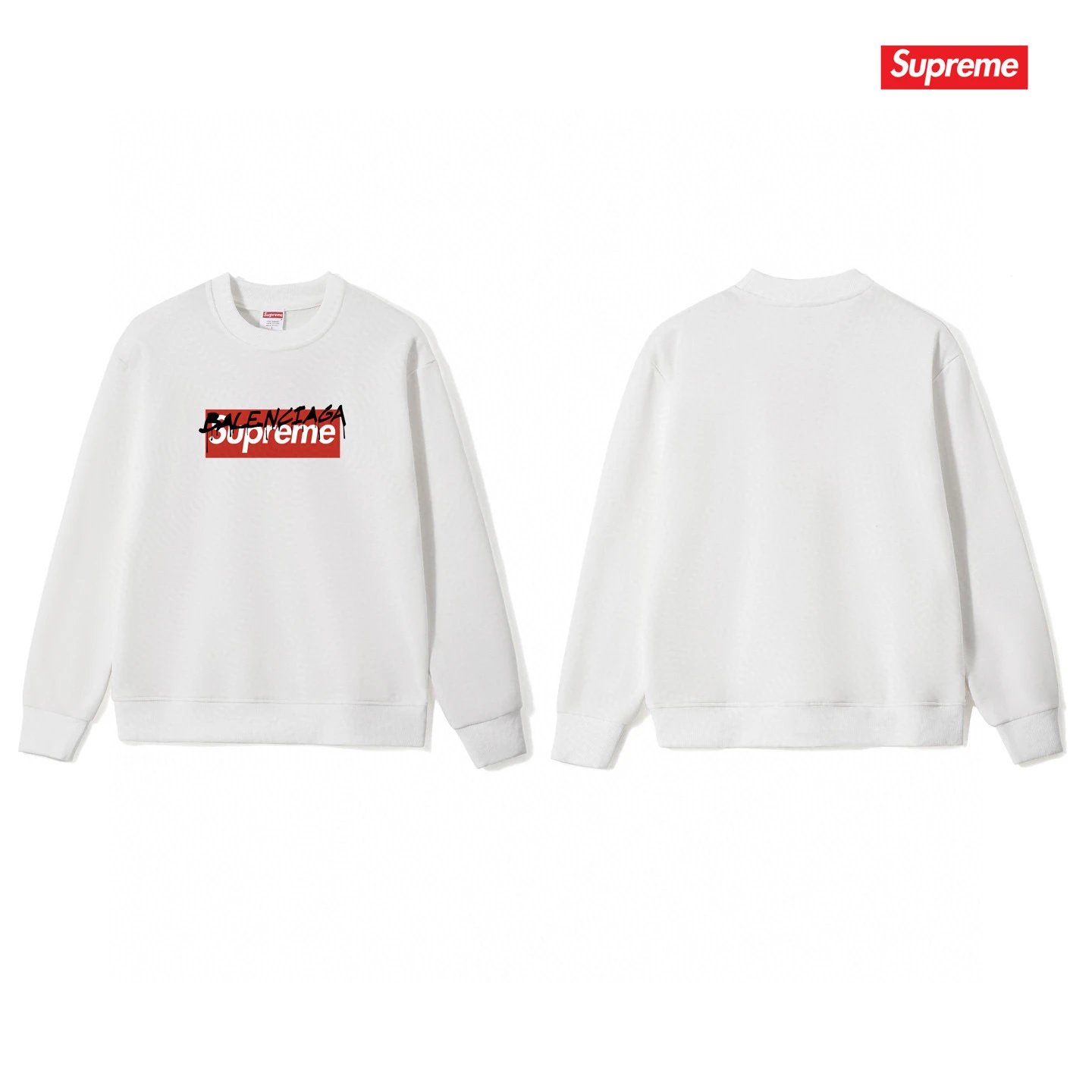 Supreme x Balenciaga Logo Sweatshirt White Hoodie - 12