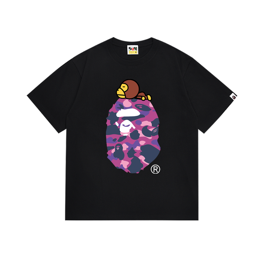 BAPE Milo On Big Ape Head Tee Purple Camo Black