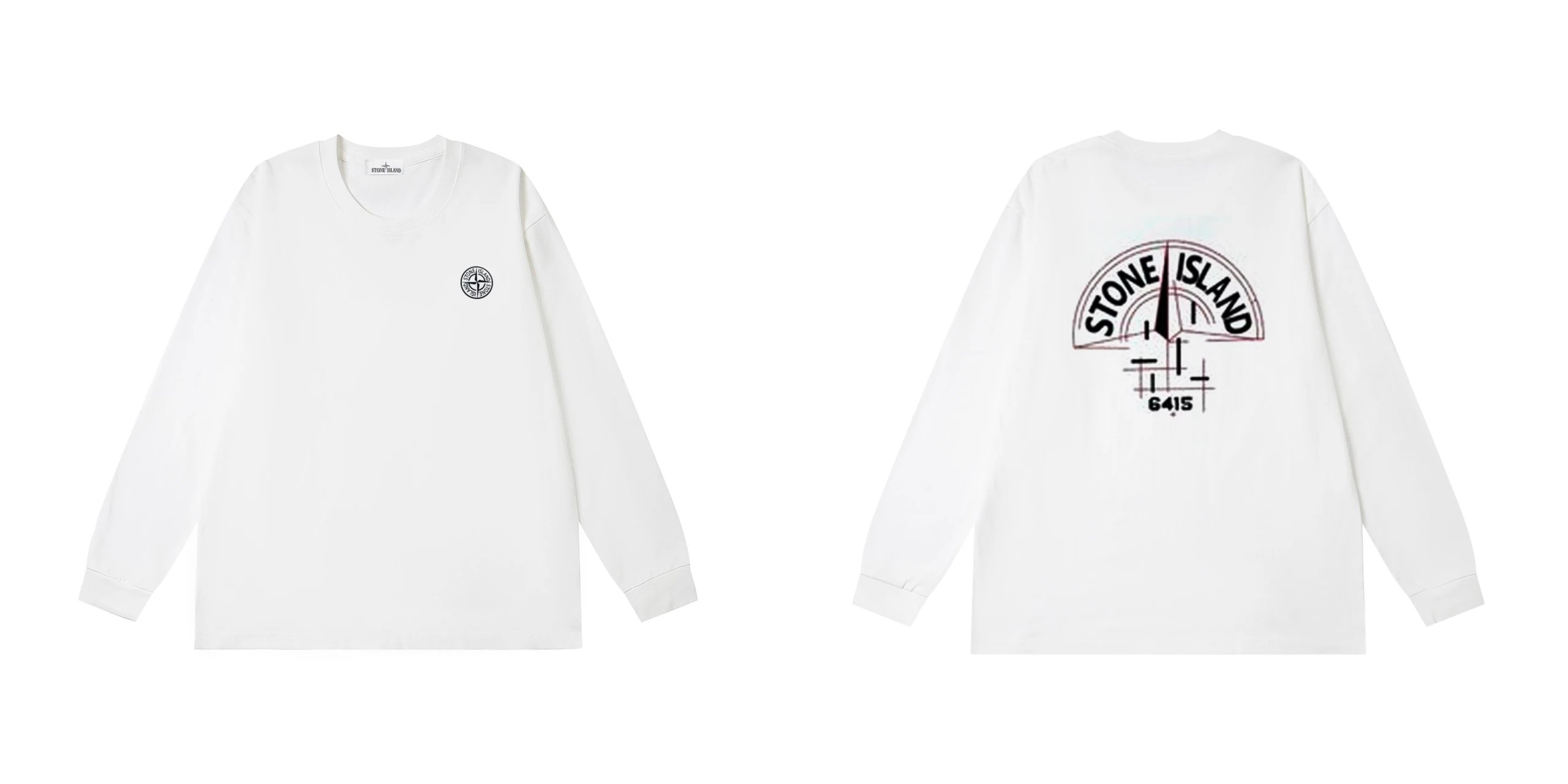 Stone Island Compass Rose Graphic Long Sleeve White