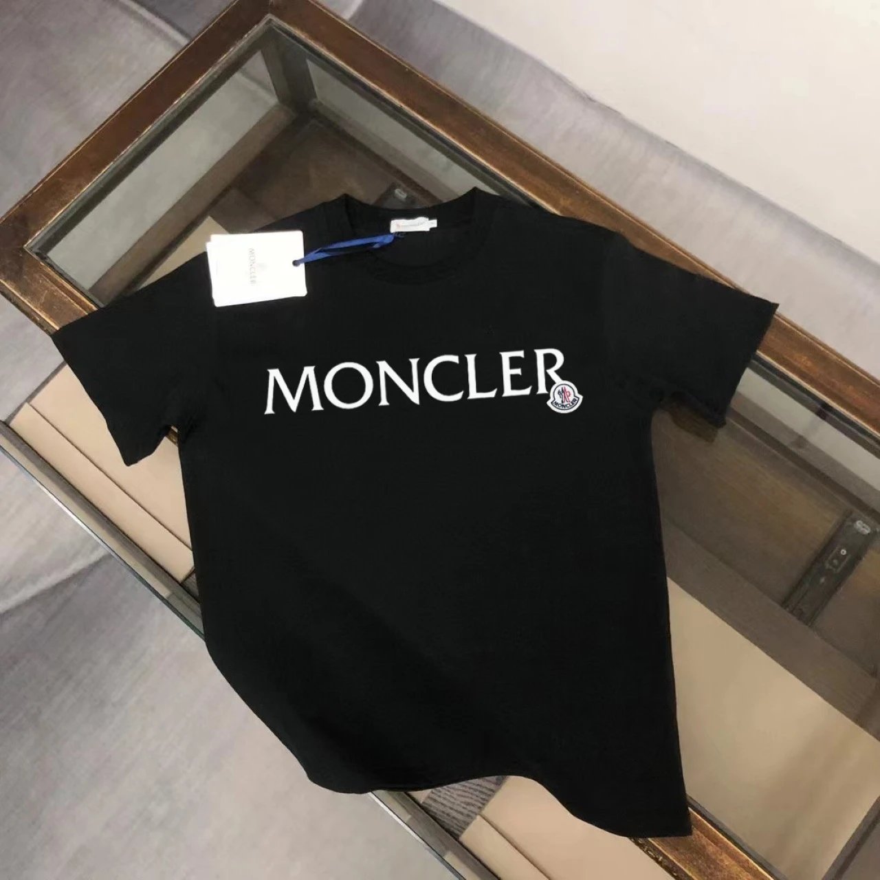 Moncler Embroidered Logo Tee Black