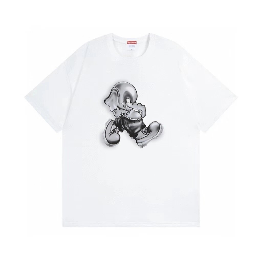 Supreme Running Cartoon Character Graphic Tee White