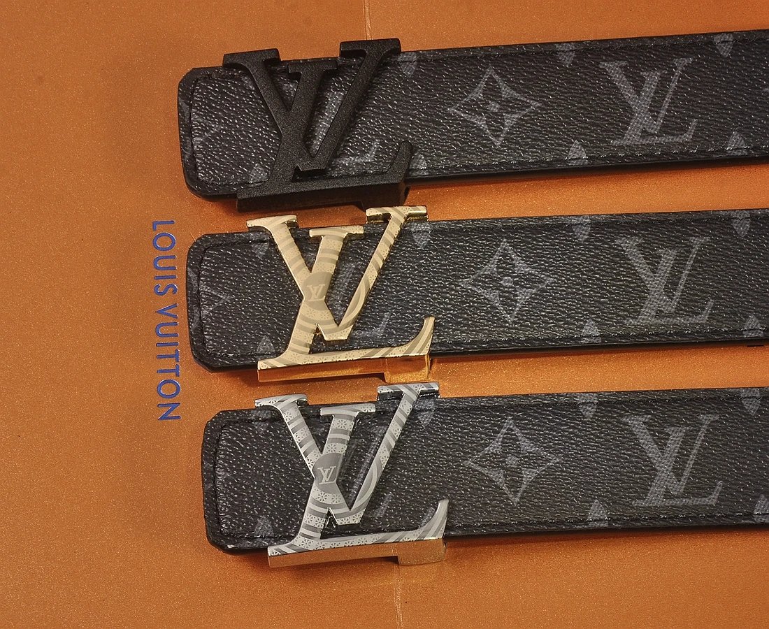 Louis Vuitton Damier Ebène Reversible Belt Brown Gold Leather Belt - 4