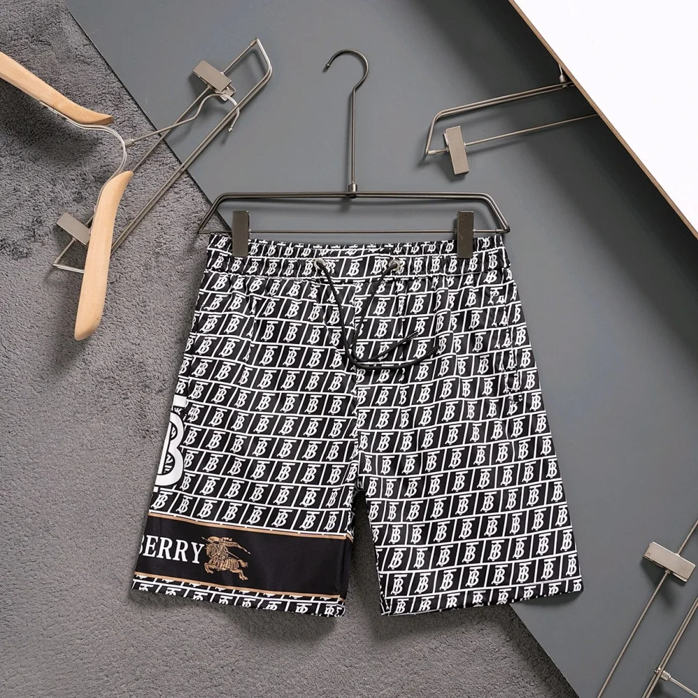 Burberry All-Over Print TB Monogram & Equestrian Knight Patch Casual Shorts