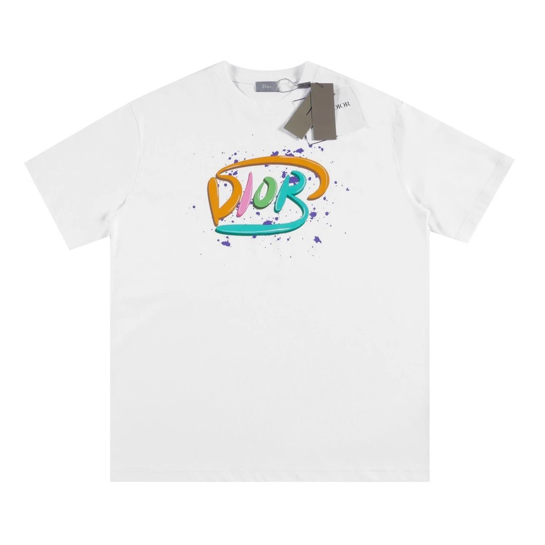 Dior Graffiti Paint Splat Logo Tee White