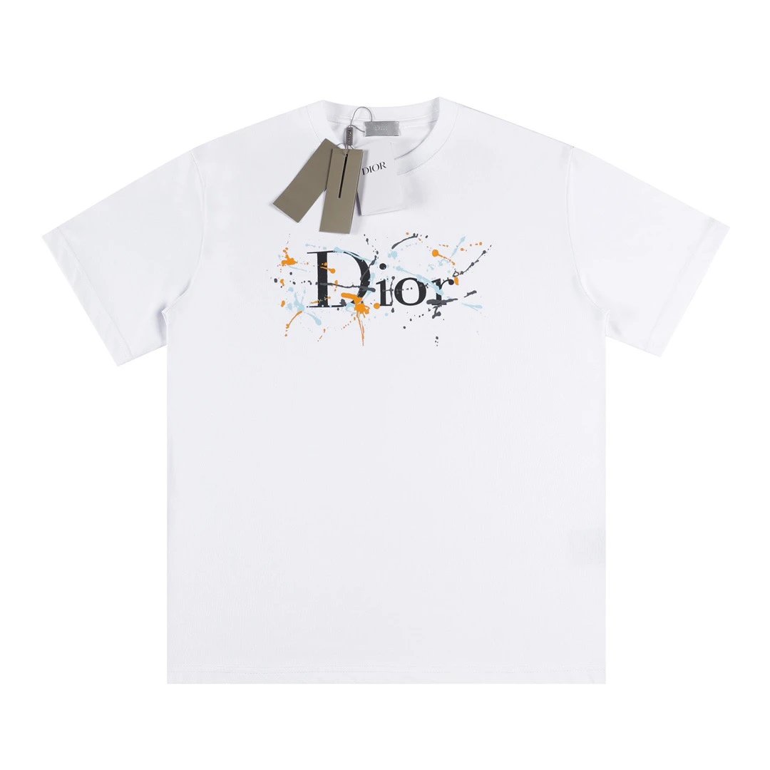 Dior Paint Splatter Logo Tee White
