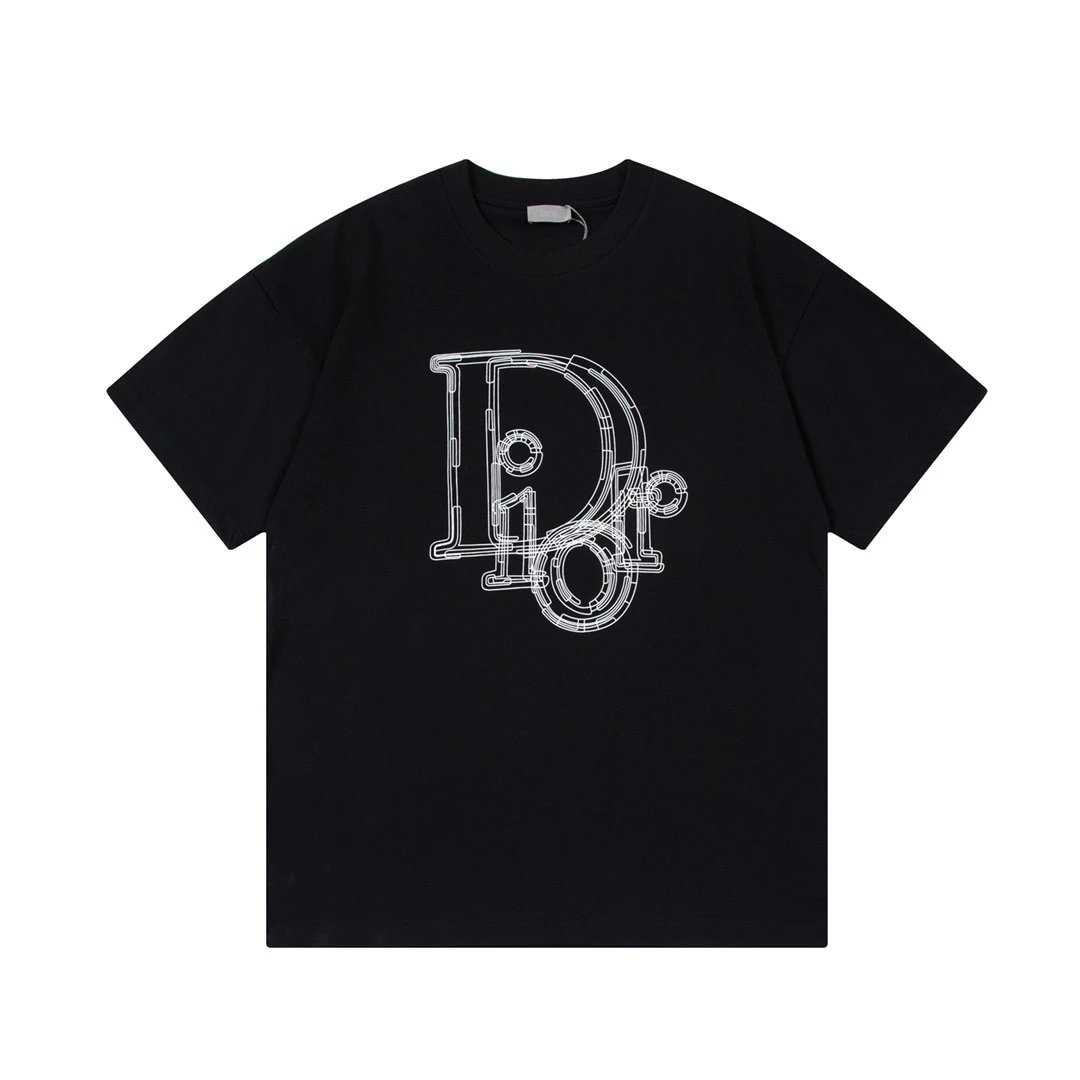 Dior CD Icon Mechanical Pipe Embroidery Tee Black