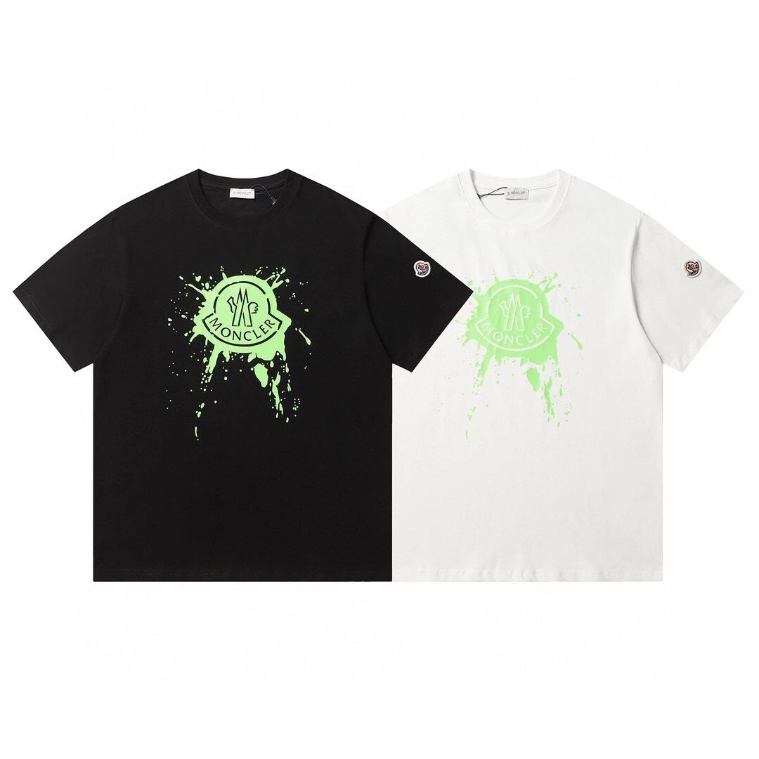 Moncler Paint Splash Logo Tee Black Green