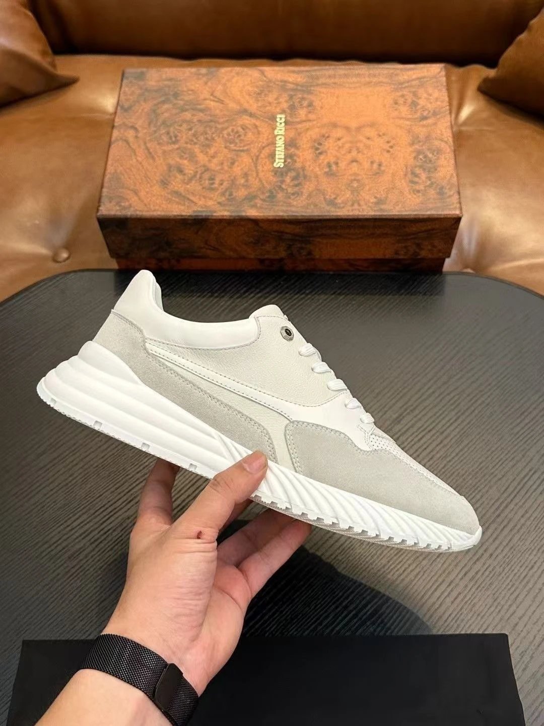 Stefano Ricci Athletic Sneaker All White Suede