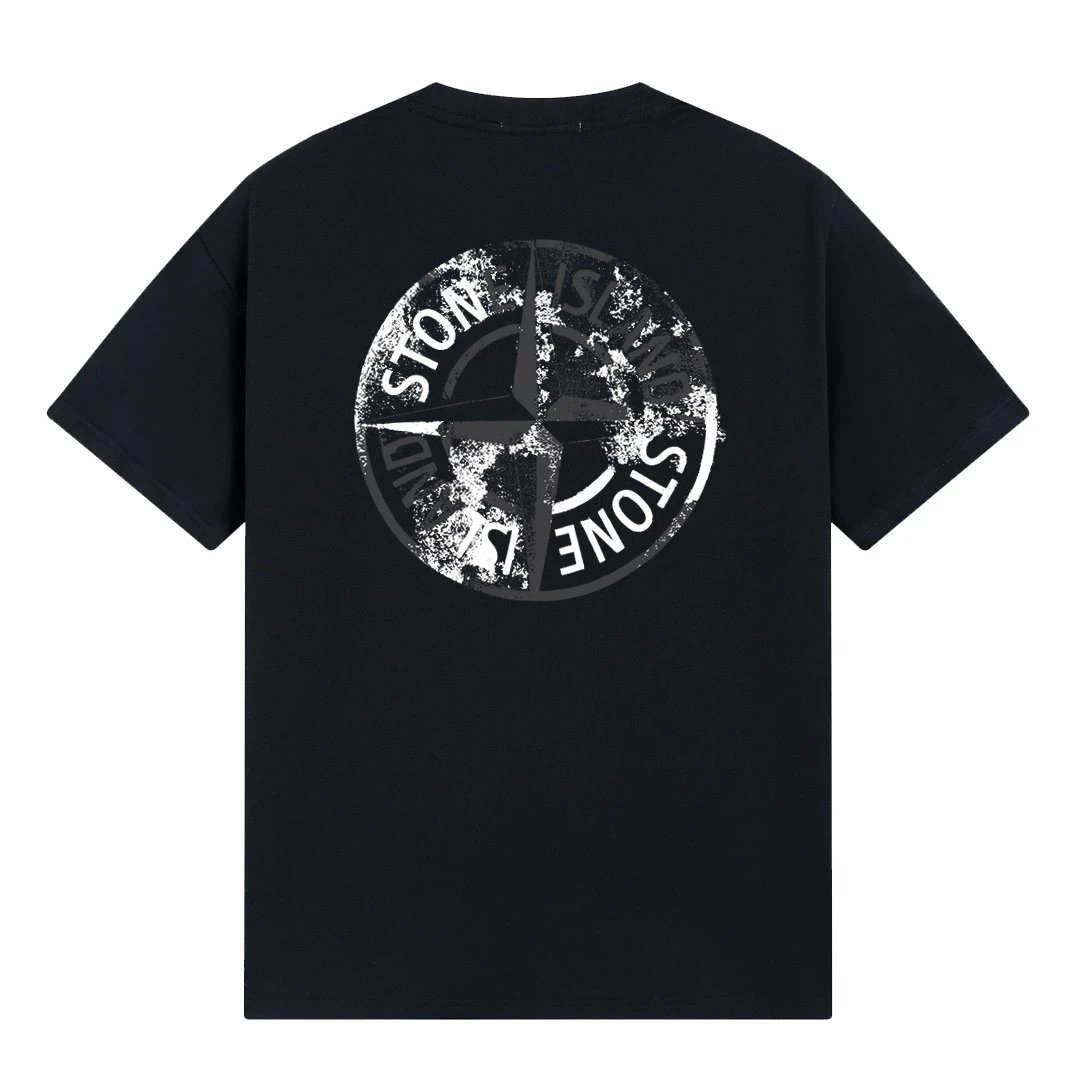 Stone Island Compass Distressed Back Print Tee Black