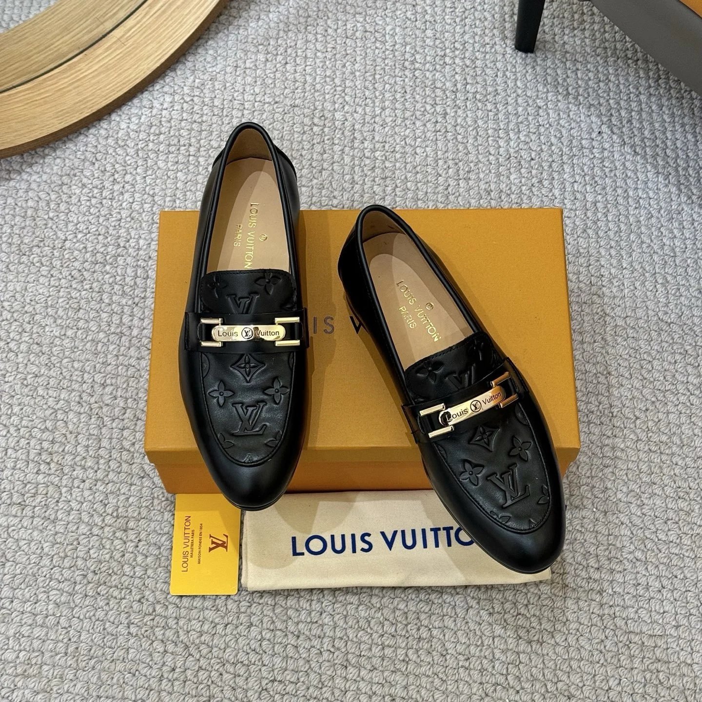 Louis Vuitton Vendome Loafer Black Monogram Gold