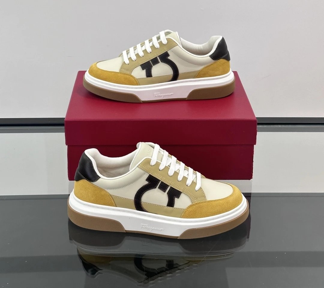 Design Retro Sport Sneakers Beige and White Sneakers - 8