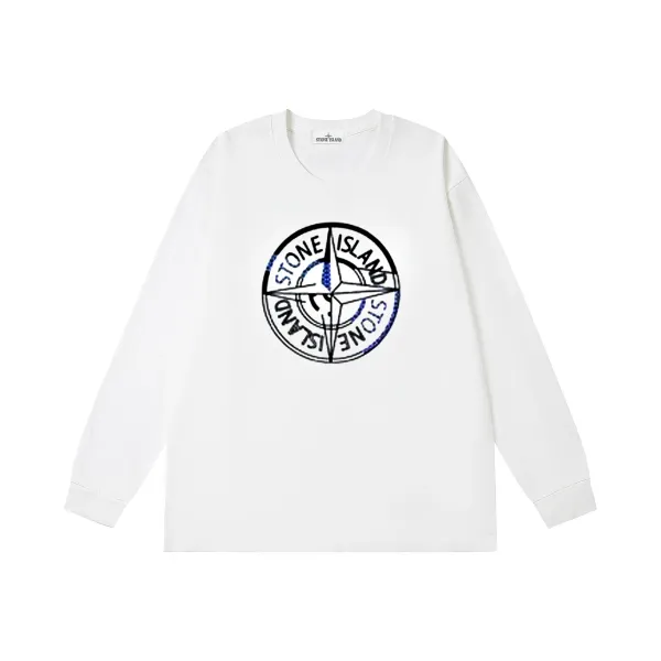 Stone Island Logo Long Sleeve T-Shirt Navy - 9